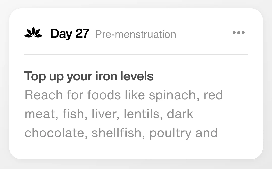 Women's health guidance in the Lumen app